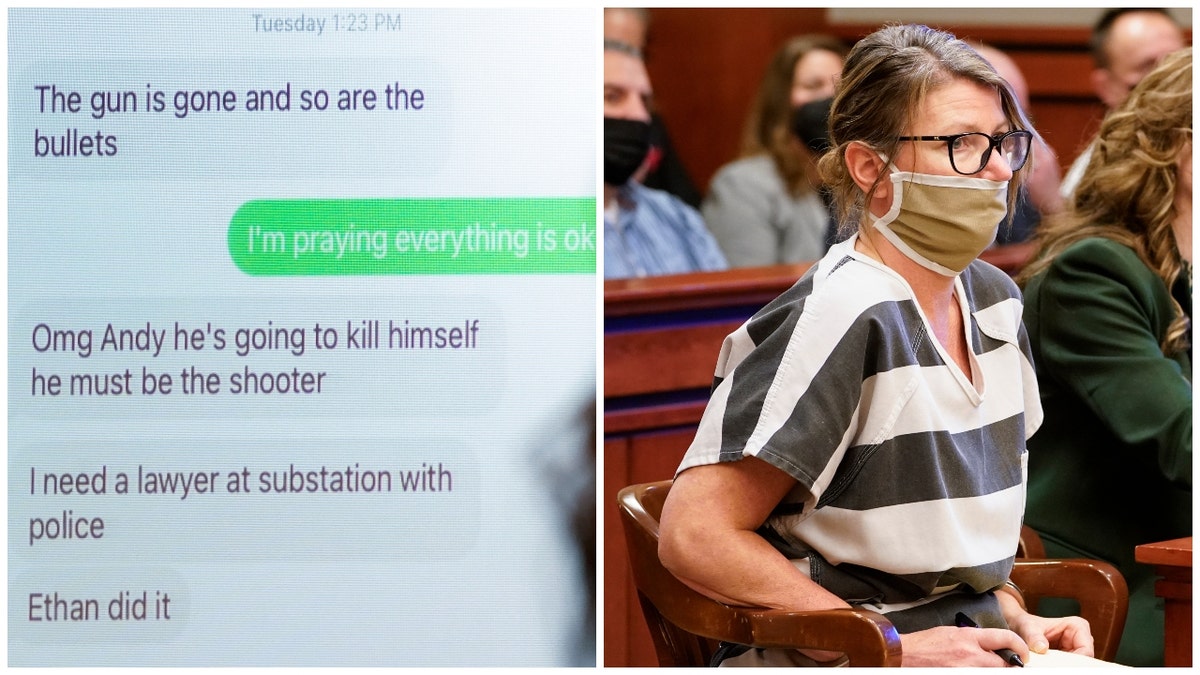 Texts are shown from Jennifer Crumbley, mother of Ethan Crumbley, a teenager accused of killing four students