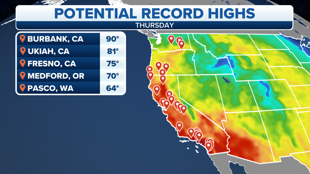 California potential record highs