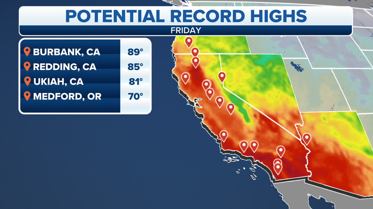 California potential record highs