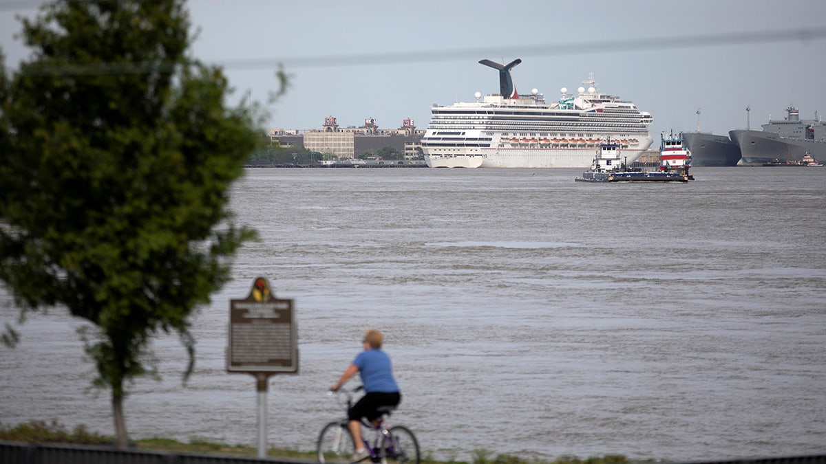 FILE PHOTO: The Carnival Valor cruise ship, which is housing crew members only, is docked in its home port of New Orleans, Louisiana, U.S., amid the outbreak of COVID-19. 