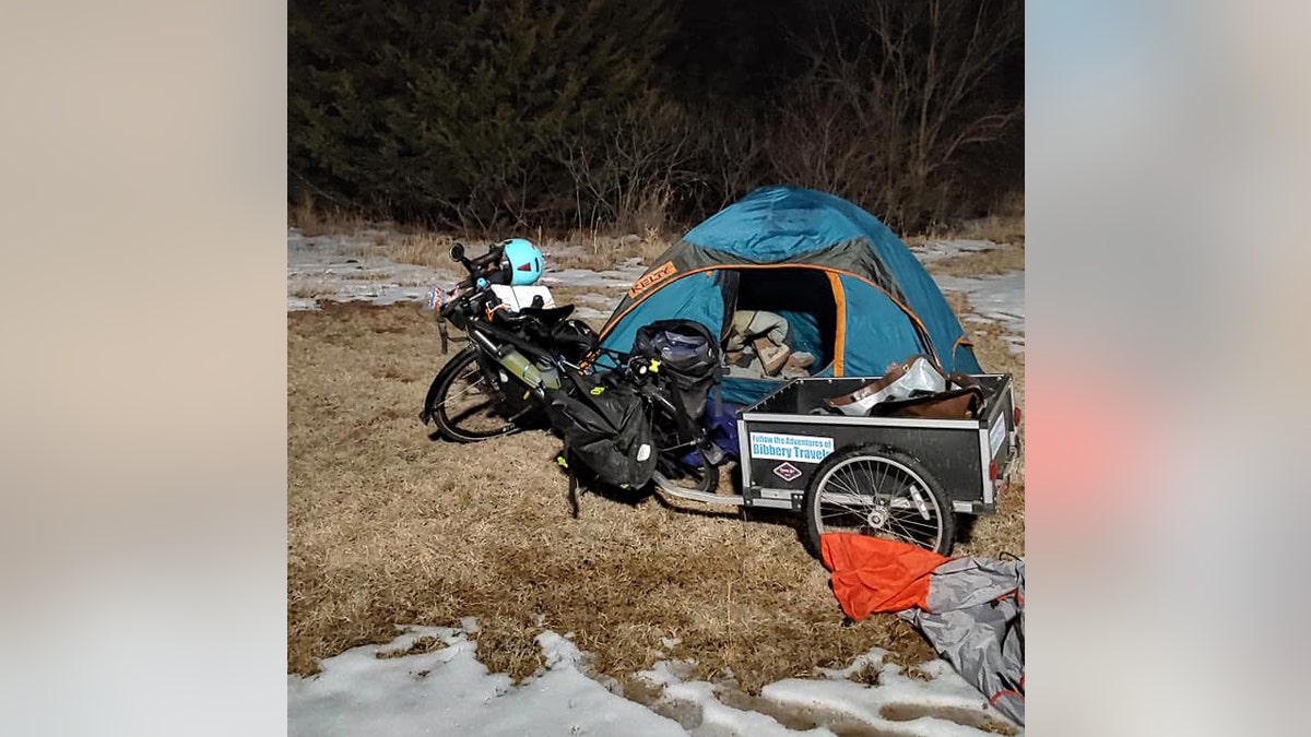 Bob Barnes' tent and bicycle