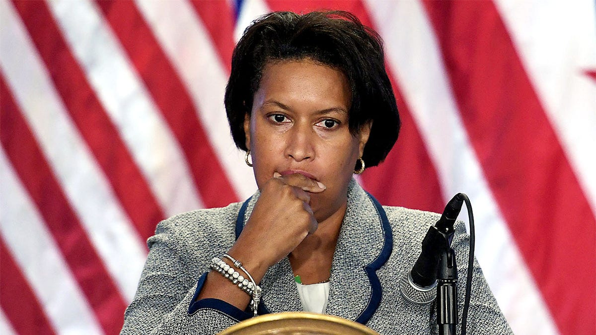 DC Mayor Muriel Browser listens during a public safety briefing at the Marion S. Barry, Jr., Building in Washington, DC, on July 28, 2021.