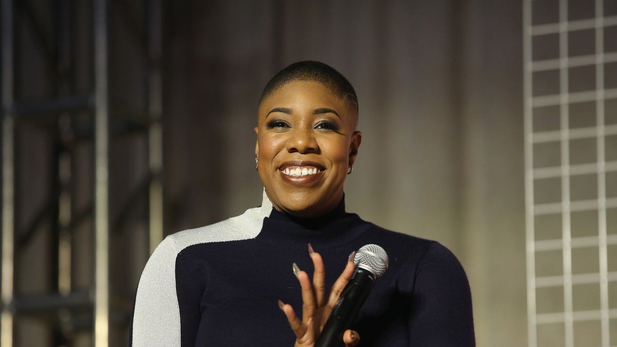 MASPETH, NY - NOVEMBER 18: Symone Sanders speaks onstage at Girlboss Rally NYC 2018 at Knockdown Center on November 18, 2018 in Maspeth, New York. (Photo by JP Yim/Getty Images for Girlboss Rally NYC 2018)