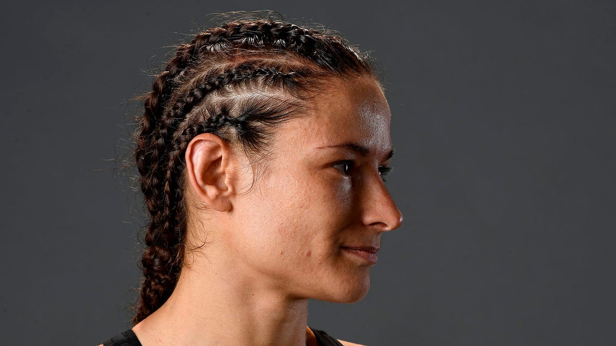 Maryna Moroz of Ukraine poses for a post fight portrait backstage during the UFC Fight Night event at Wells Fargo Center on March 30, 2019 in Philadelphia, Pennsylvania.