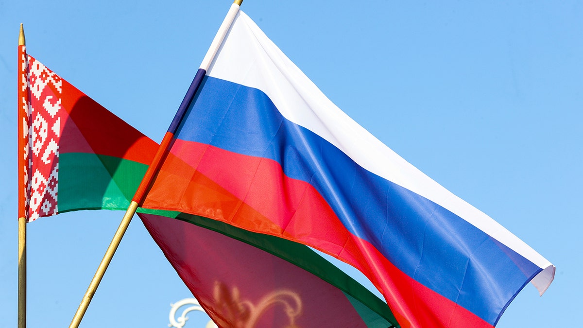 Russia and Belarusian flags