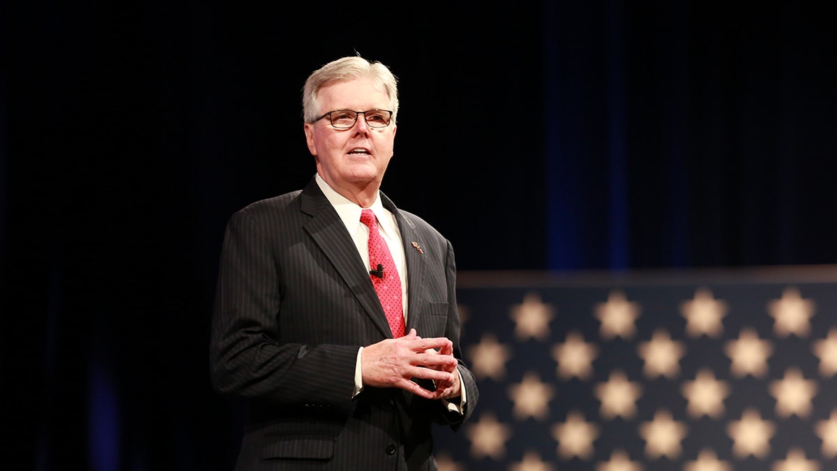 Dan Patrick, Texas' Lieutenant Governor, speaks during the Conservative Political Action Conference in Dallas, Texas, U.S., on Friday, July 9, 2021.  Photographer: Dylan Hollingsworth/Bloomberg via Getty Images