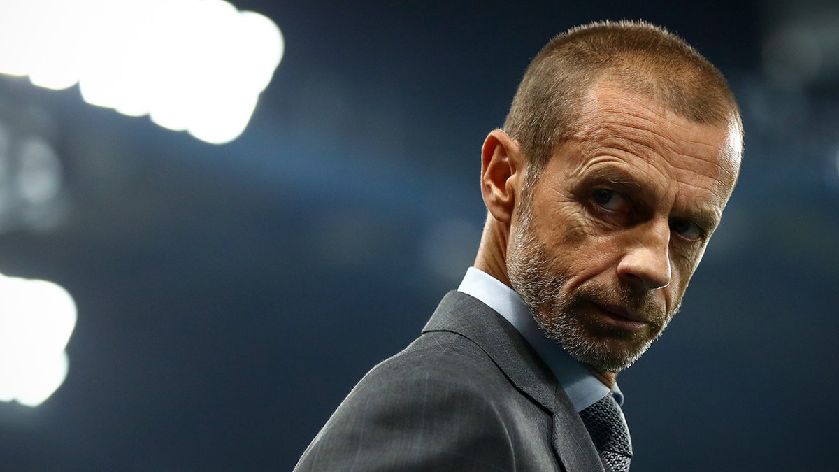 Aleksander Ceferin, president of UEFA, during the UEFA Champions League group H match between Chelsea FC and Zenit St. Petersburg at Stamford Bridge on Sept. 14, 2021, in London, United Kingdom. 
