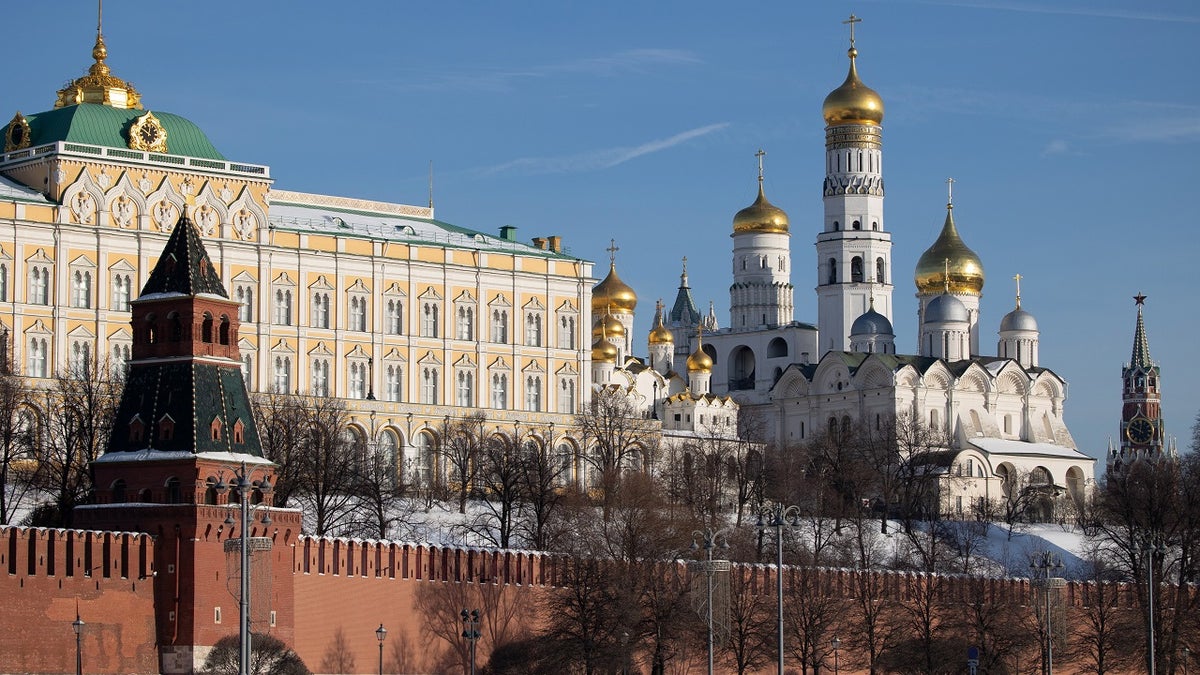 The Grand Kremlin palace, left, and the Cathedral of the Annunciation in Moscow, Russia, on Tuesday, Feb. 15, 2022. 