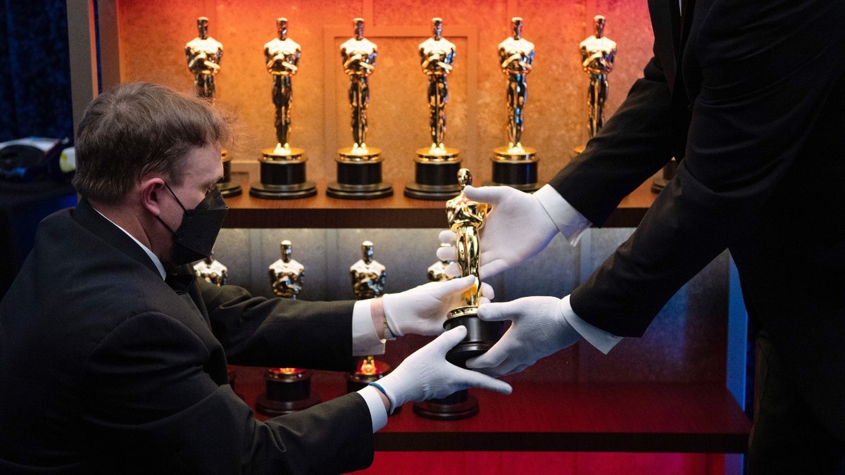 A view of the Oscar® statuettes backstage before the live ABC Telecast of The 93rd Oscars® at Union Station in Los Angeles, CA on Sunday, April 25, 2021.