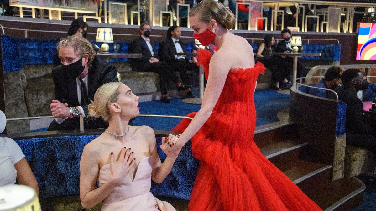 Vanessa Kirby and Amanda Seyfried during the live ABC Telecast of The 93rd Oscars® at Union Station in Los Angeles, CA on Sunday, April 25, 2021.