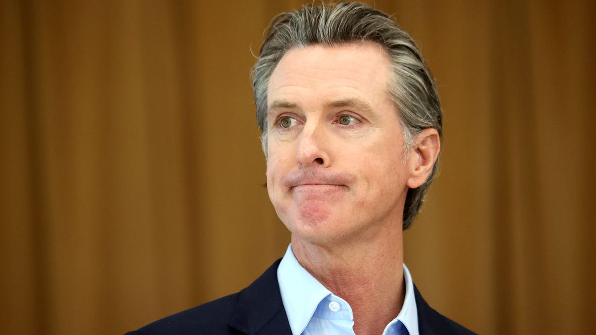 Gavin Newsom during news conference.