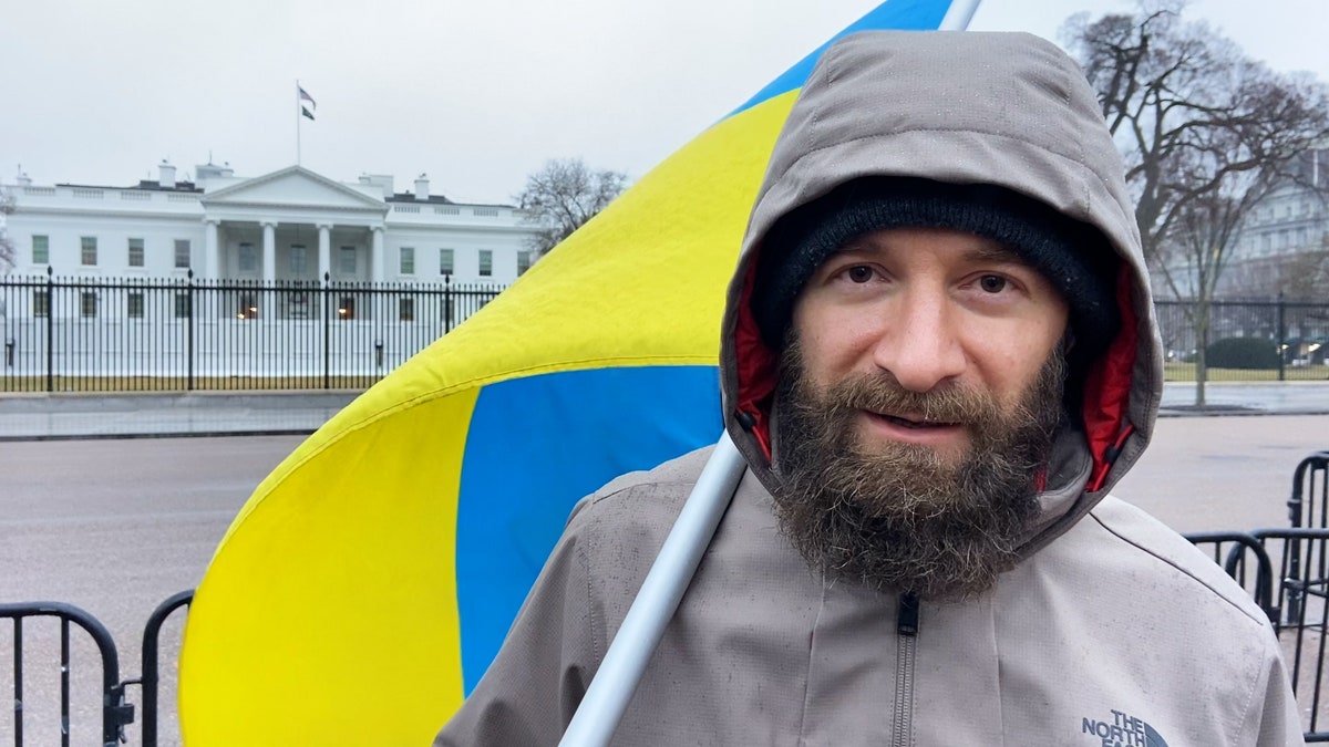 A Ukrainian man protesting outside the White House says his family is currently hiding in Ukraine, and some of his friends have since joined Ukraine's army