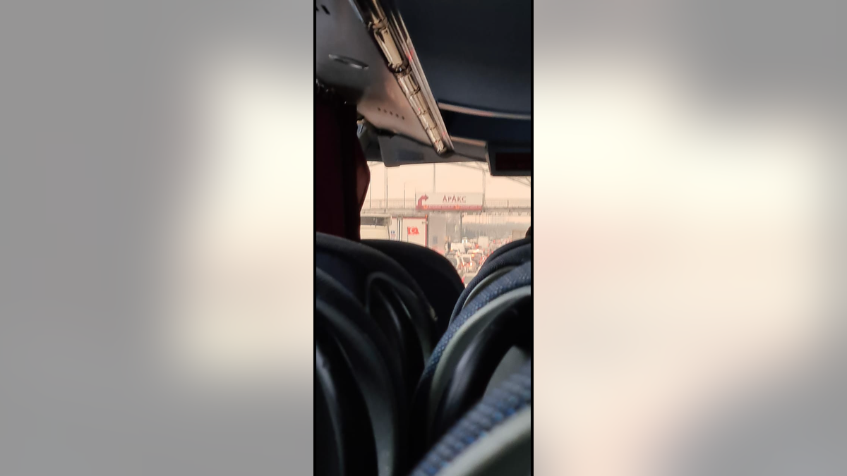 Traffic moved at a snail's pace as thousands of people tried to flee the violence after Russia invaded Ukraine this week.