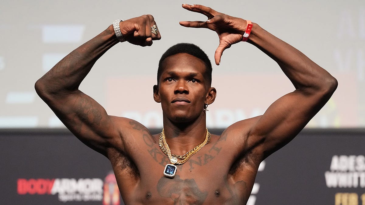 Israel Adesanya at the UFC weigh in