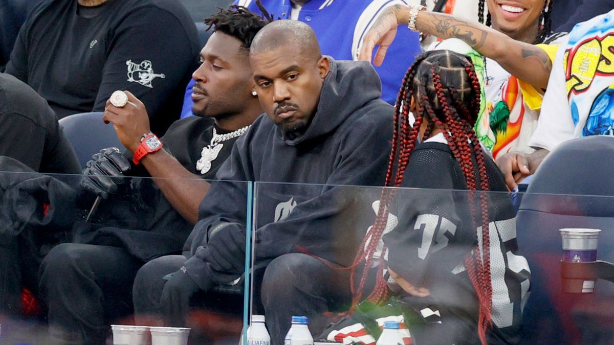 Kanye West at Super Bowl LVI.