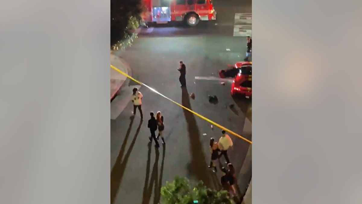 Three victims were injured in a shooting Saturday morning outside a West Los Angeles restaurant frequented by celebrities, authorities say. (Citizen App screenshot)