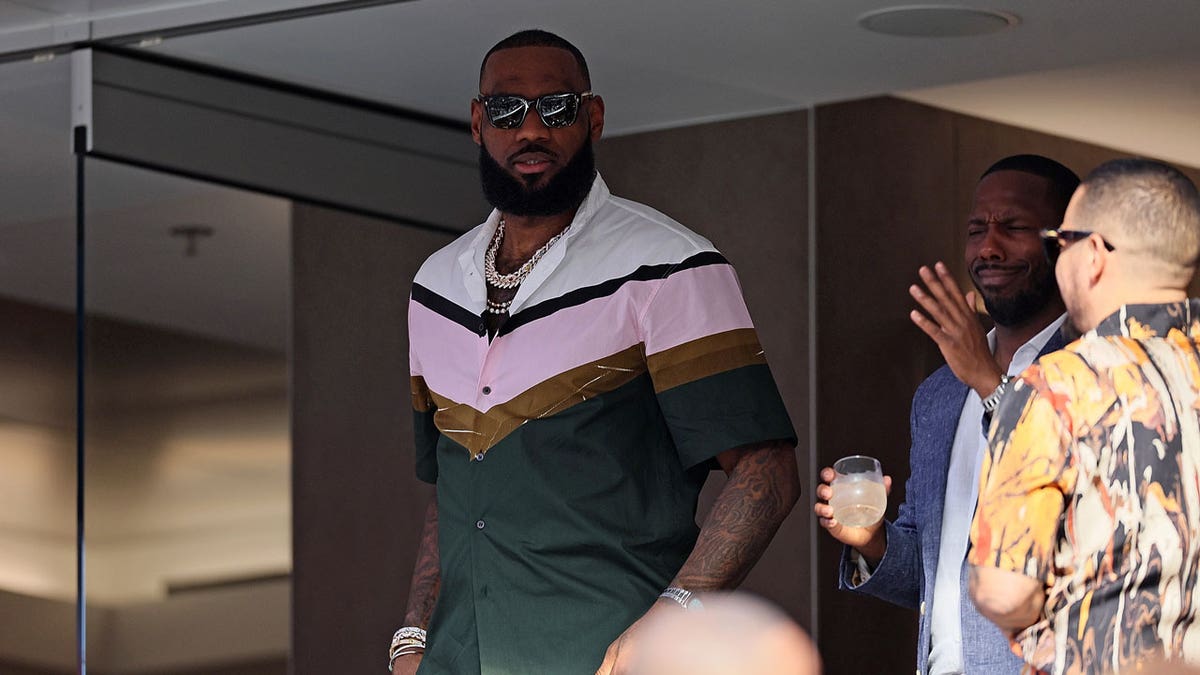 LeBron James attends Super Bowl LVI.