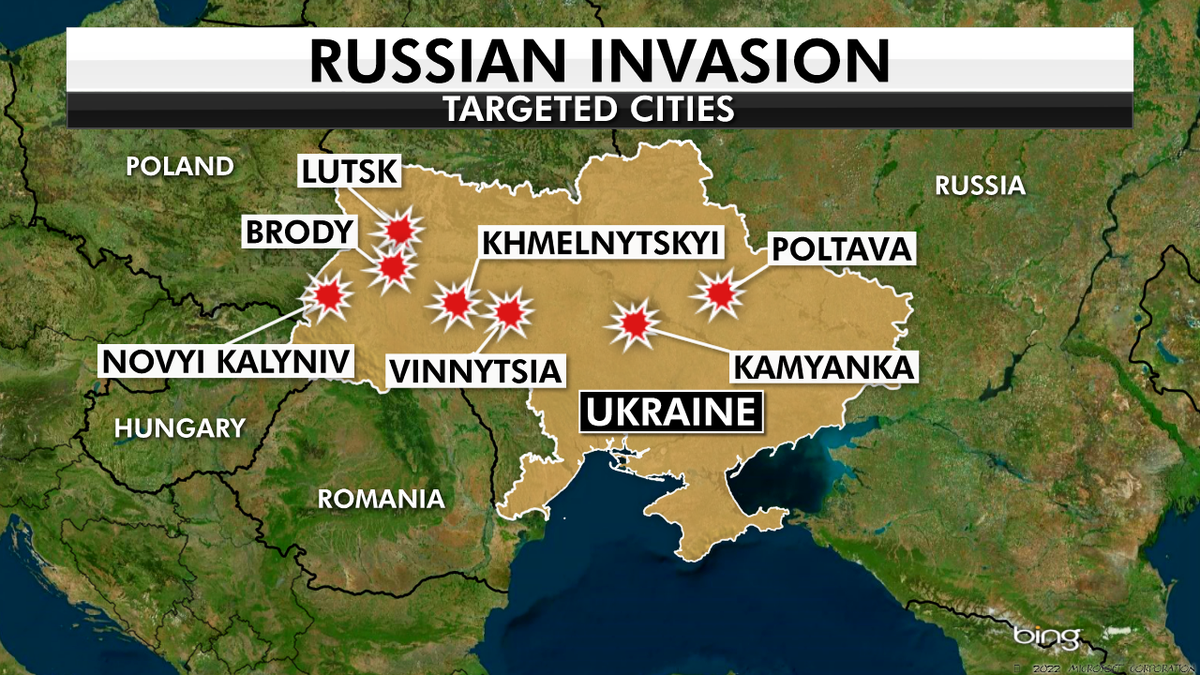 Ukraine's cities targeted by Russia in its invasion and war