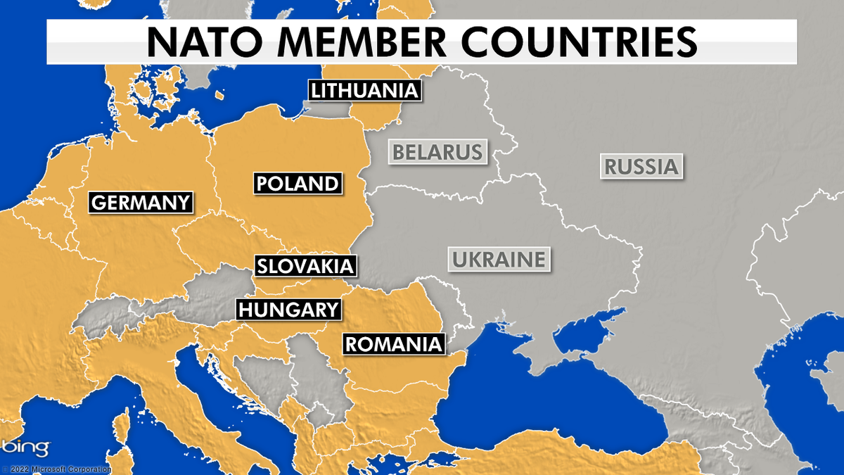 A map of NATO members.