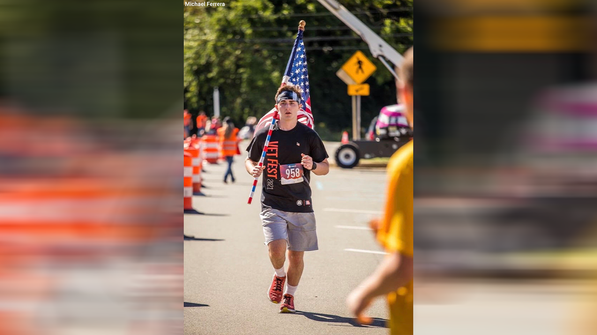 Michael Ferrara, a student running an ultra marathon in support of veterans.