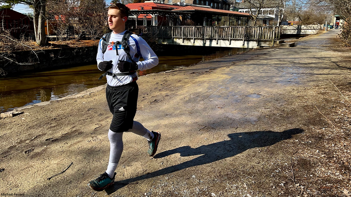 Michael Ferrara, a student running an ultra marathon in support of veterans