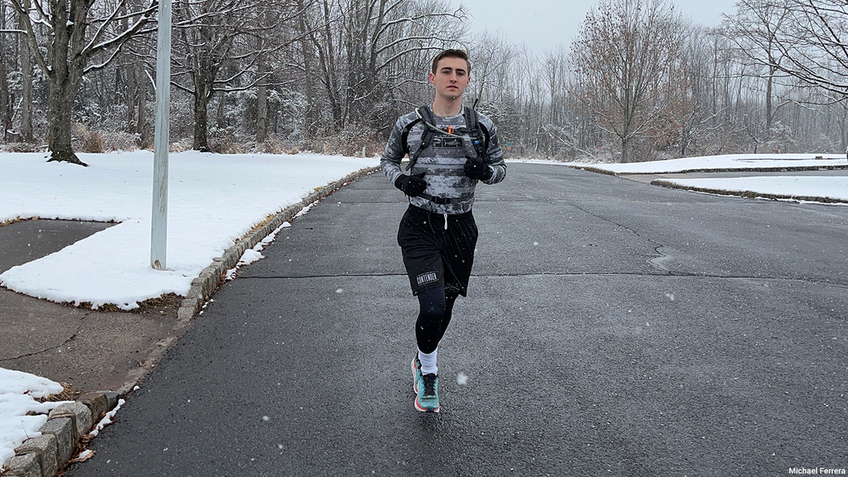 Michael Ferrara, a student running an ultra marathon in support of veterans.