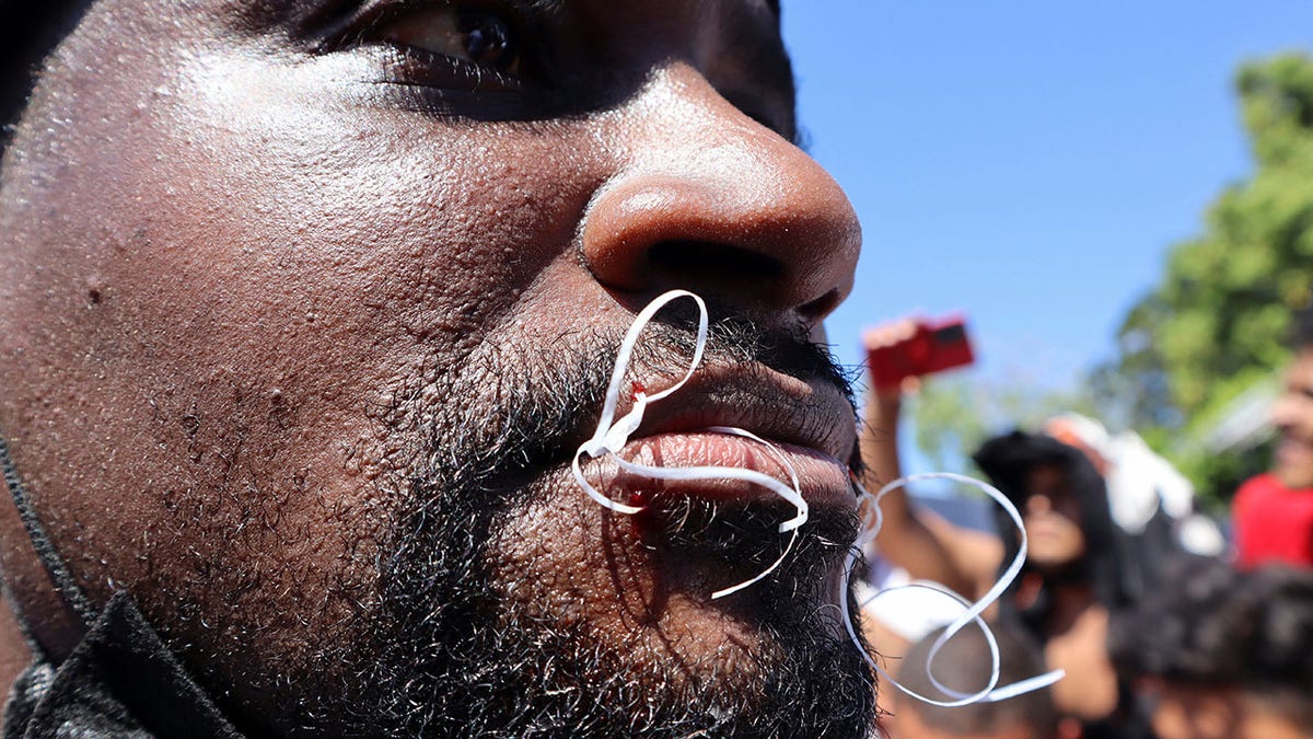 The protest took place in Tapachula, a border city with Guatemala, where thousands of migrants are waiting for permission to enter the country and cross over to the United States. (Reuters/Jose Torres)