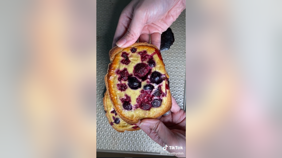 Custard toast with mixed berries