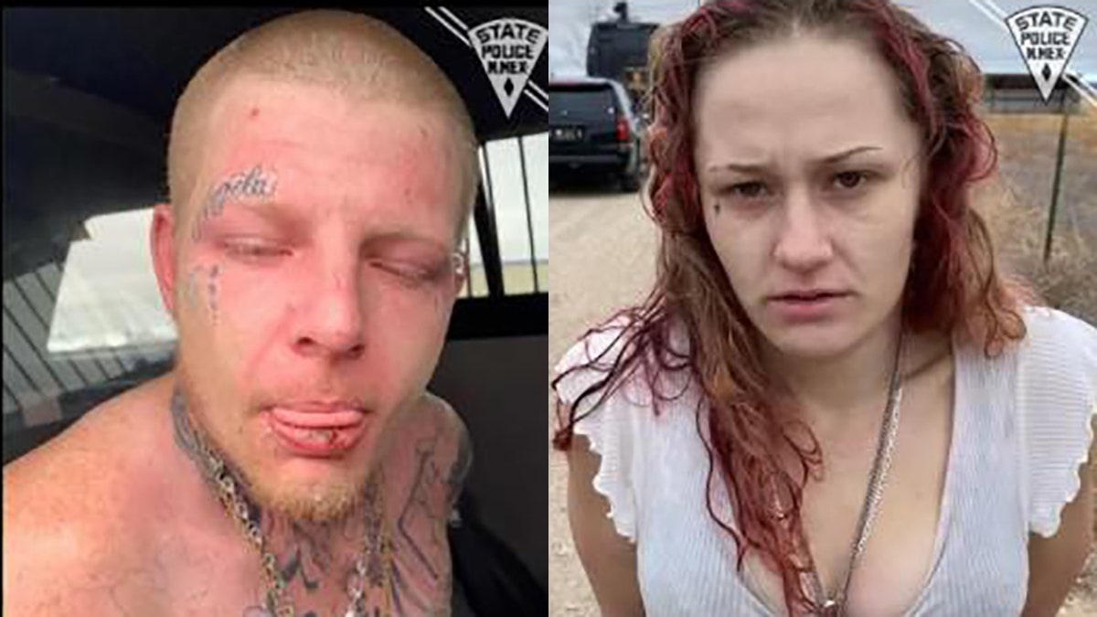 The suspects, Caleb Elledge ,24, and Alanna Martinez, 22, were arrested after they were tracked to a home in McIntosh, New Mexico. 