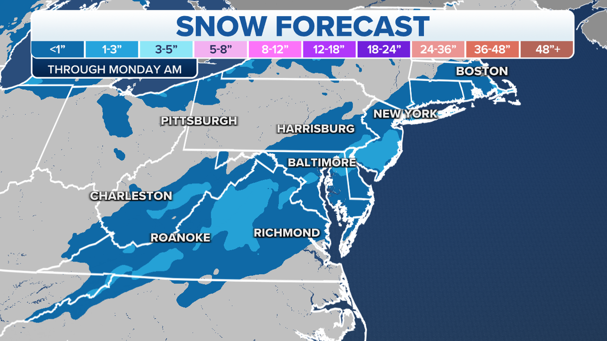 Eastern snow forecast