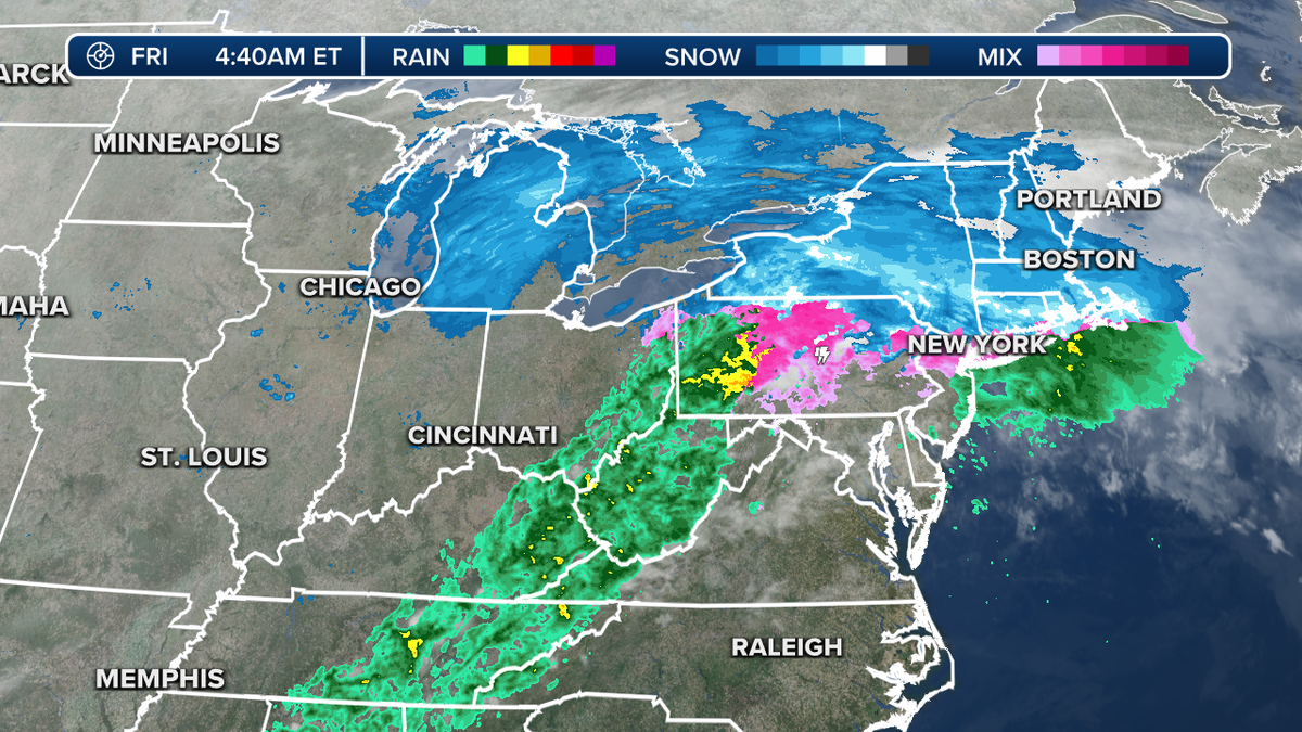 Rainfall, winter weather over the eastern U.S.