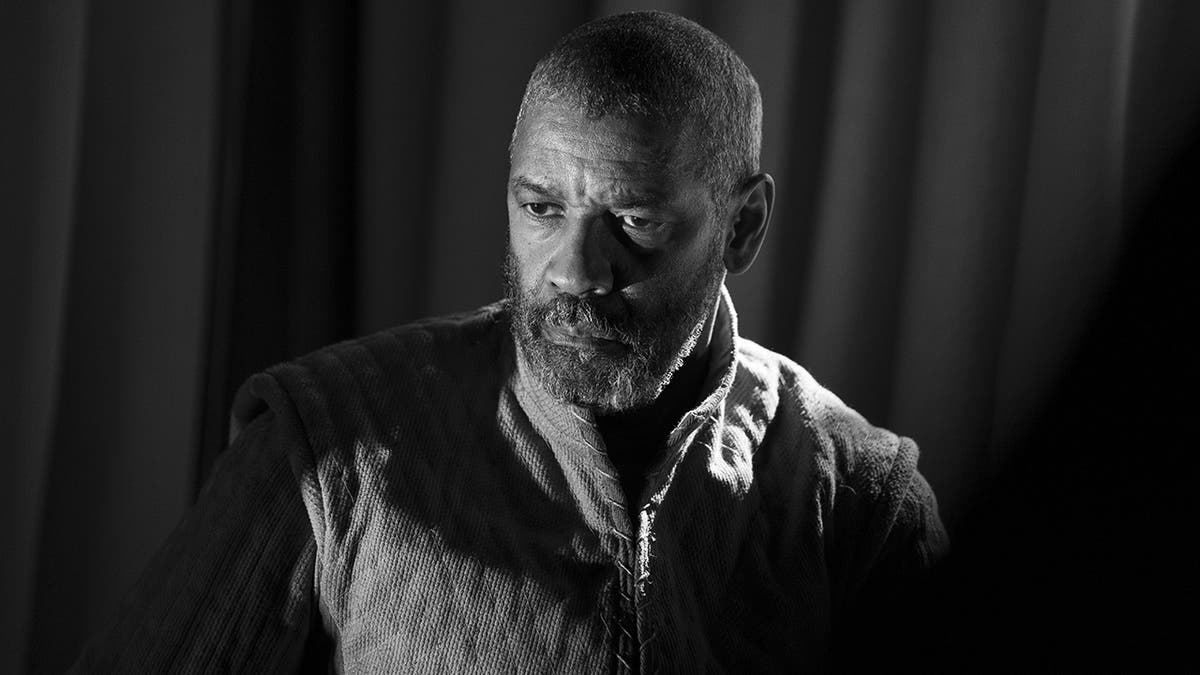 This image released by A24 shows Denzel Washington in a scene from "The Tragedy of Macbeth."
