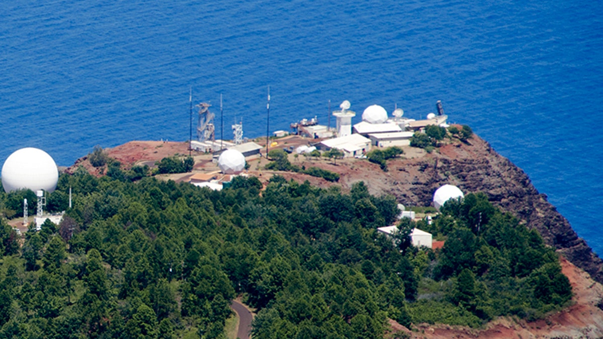 Radar and communication equipment at Pacific Missile Range Facility, Barking Sands, Kauai, Hawaii, USA.