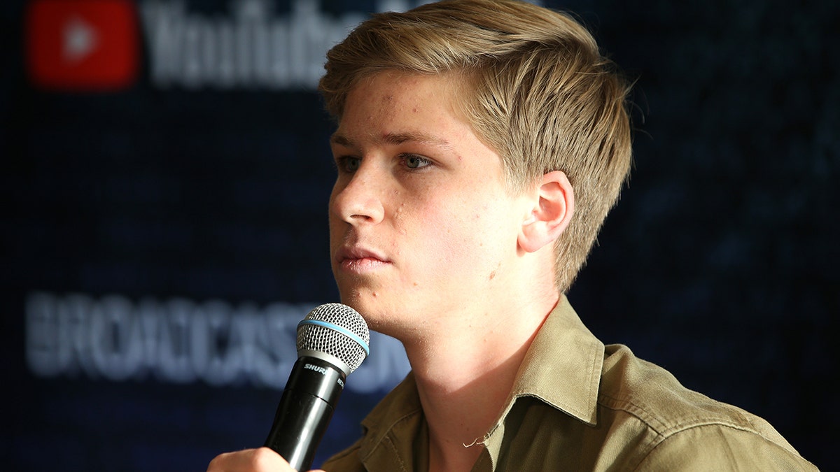 Robert Irwin was nearly attacked by a crocodile during a feeding at the Australia Zoo.