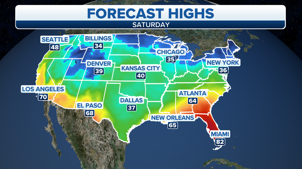 Saturday forecast highs