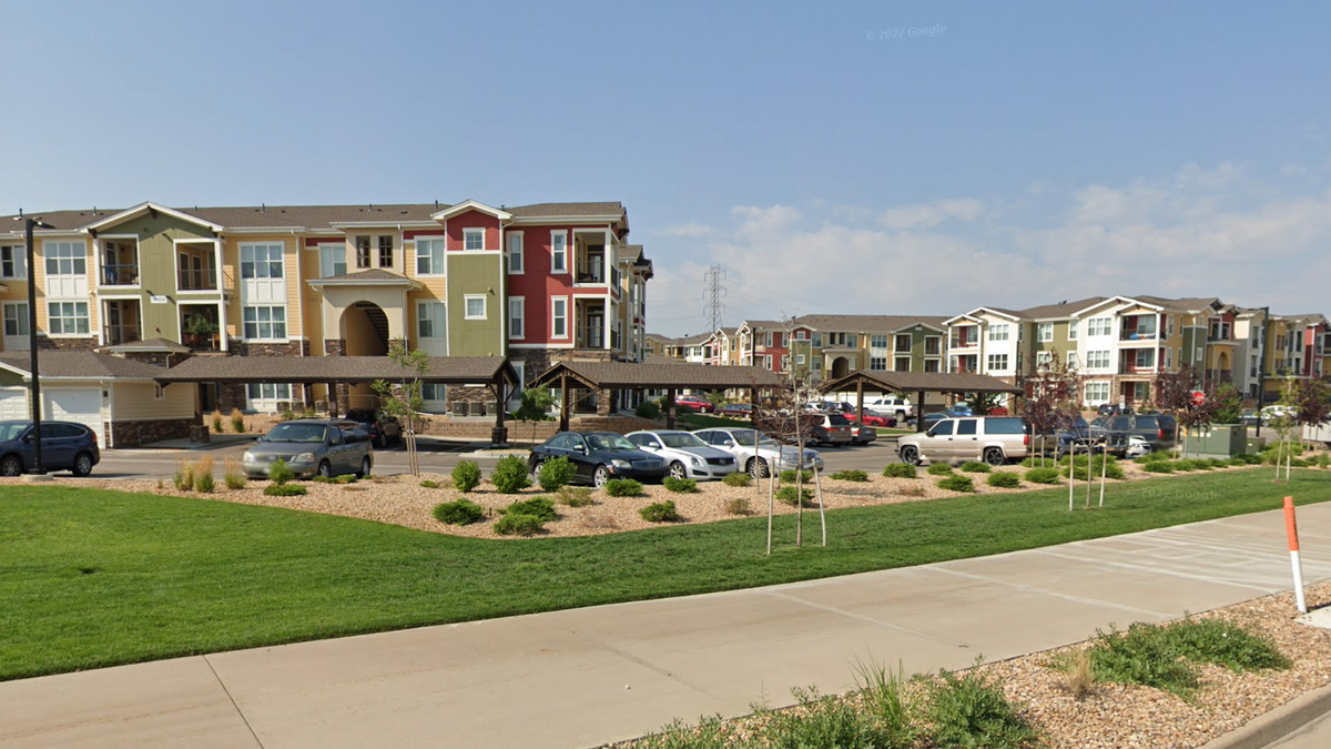 The apartment complex in Commerce City, Colorado, where five people overdose on fentanyl on Sunday. 
