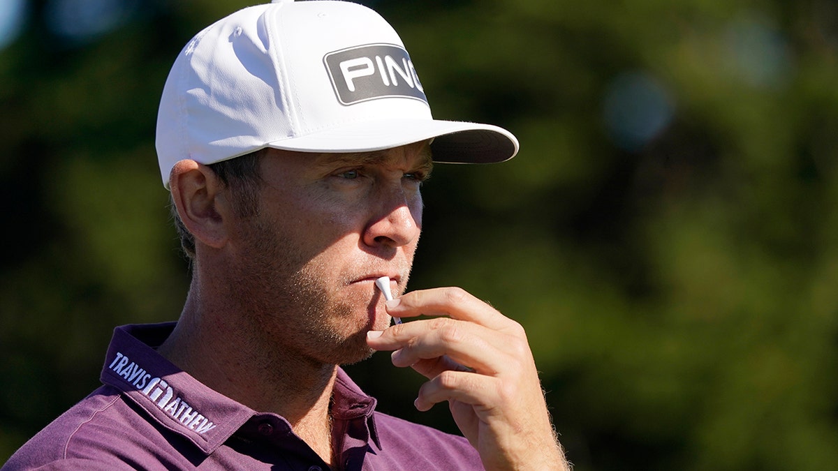 Seamus Power, of Ireland, waits on the 17th tee of the Pebble Beach Golf Links during the second round of the AT&amp;amp;T Pebble Beach Pro-Am golf tournament in Pebble Beach, Calif., Friday, Feb. 4, 2022.