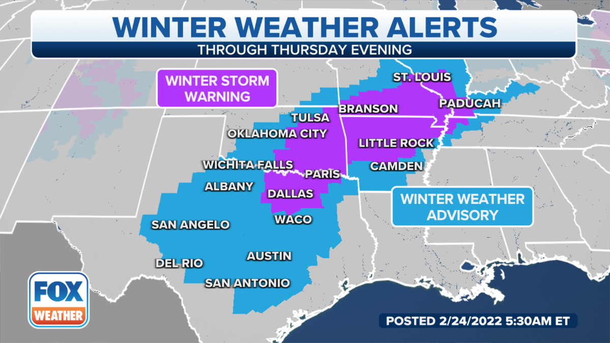 Southern winter weather alerts