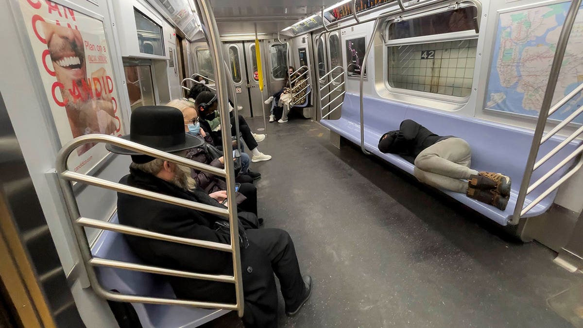 Inside NYC subway car