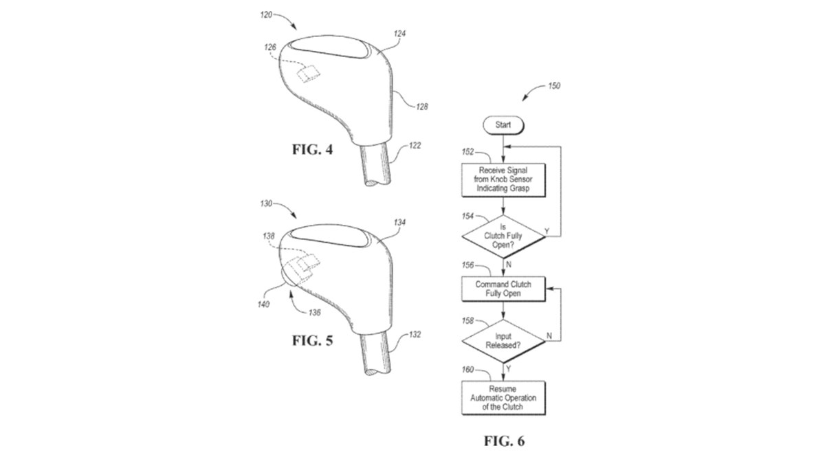 The patent also envisions a shifter grip-operated clutch.