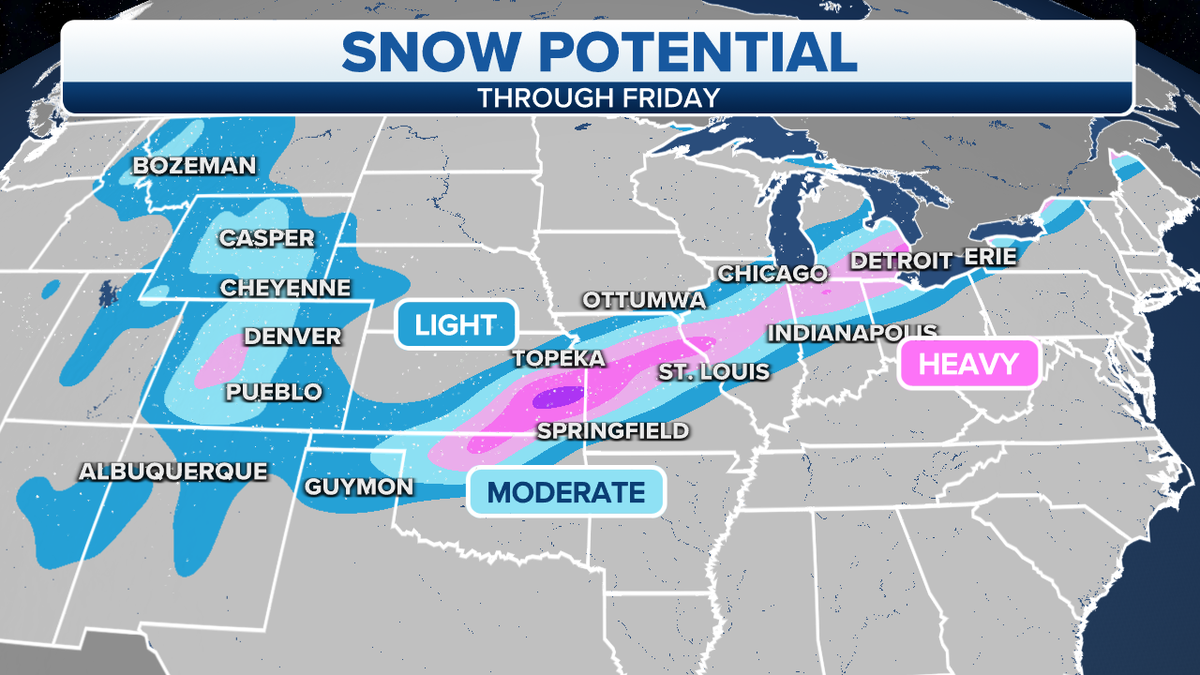 U.S. snow potential through Friday