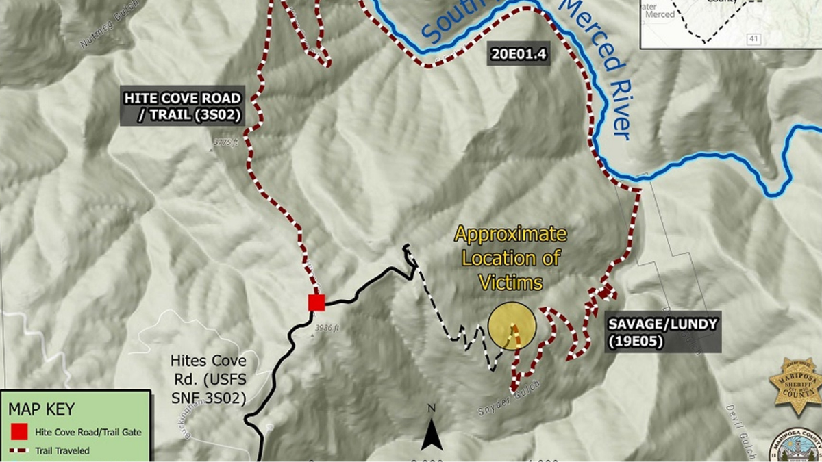 The hiking trail map shows where the Gerrish family was found dead in August.