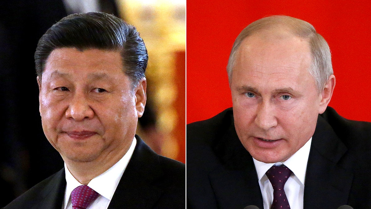 MOSCOW, RUSSIA - JUNE,5 (RUSSIA OUT) Chinese President Xi Jinping attends the extended meeting at the Grand Kremlin Palace in Moscow, Russia,, June,5, 2019. Chinese leader Xi Jinping is having a three-days state visit to Russia. Photo by Mikhail Svetlov/Getty Images ___ MOSCOW, RUSSIA - JUNE,5 (RUSSIA OUT) Russian President Vladimir Putin speeches during Russian-Chinese meeting at the Grand Kremlin Palace in Moscow, Russia,, June,5, 2019. Chinese leader Xi Jinping is having a three-days state visit to Russia. 