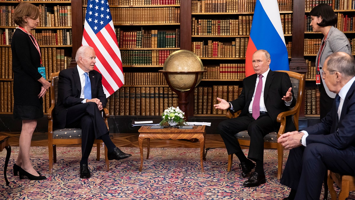 President Joe Biden and Russian President Vladimir Putin meet during the U.S.-Russia summit at Villa La Grange on June 16, 2021 in Geneva, Switzerland. The two held a phone call on Saturday over Russia's possibly imminent invasion of Ukraine. (Photo by Peter Klaunzer - Pool/Keystone via Getty Images)