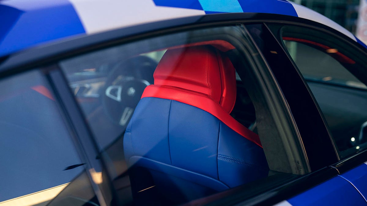 The car's seats continue the superhero theme.