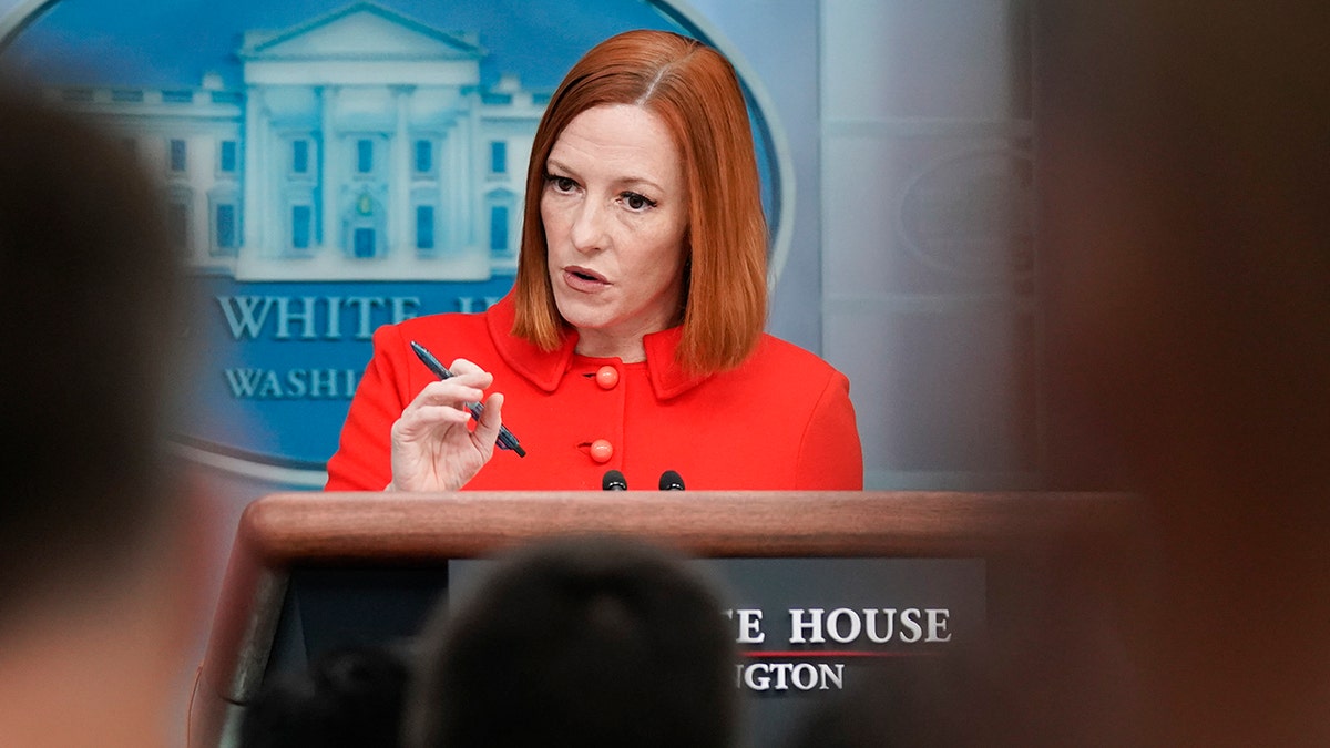 White House press secretary Jen Psaki speaks during a press briefing at the White House, Wednesday, Feb. 16, 2022, in Washington.