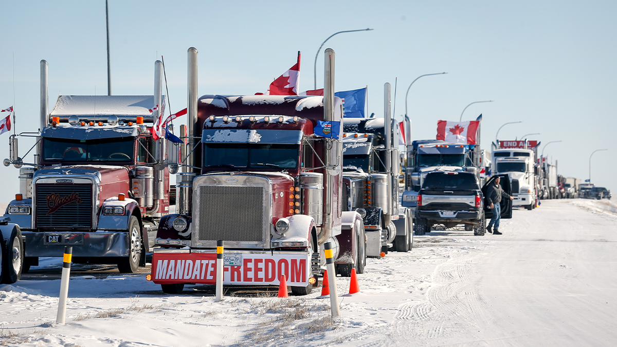 A truck convoy of anti-COVID-19 vaccine mandate demonstrators