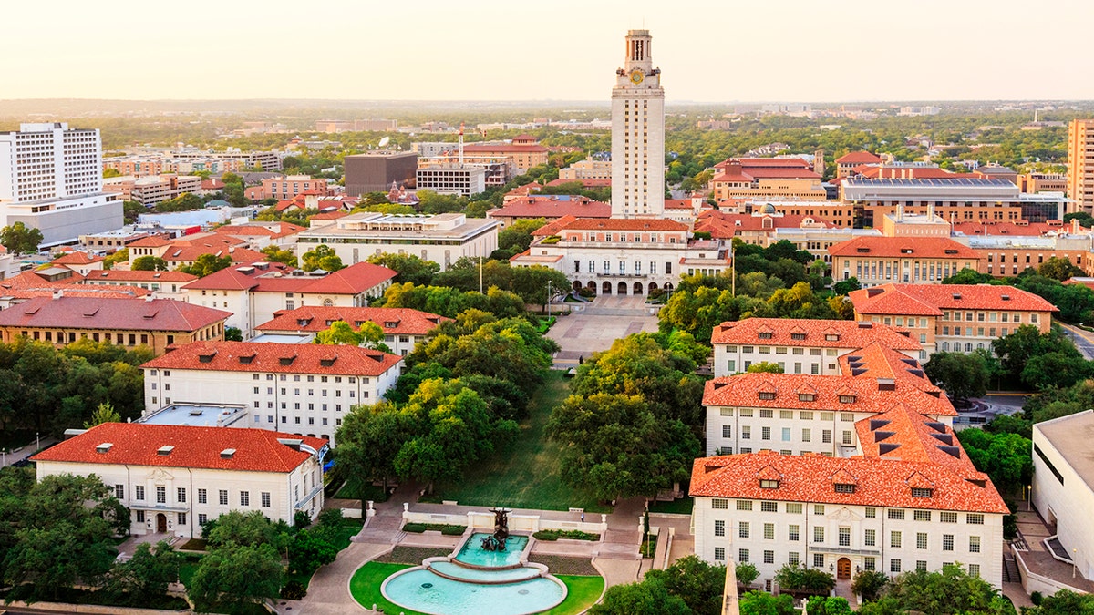 An aerial view of the University of Texas