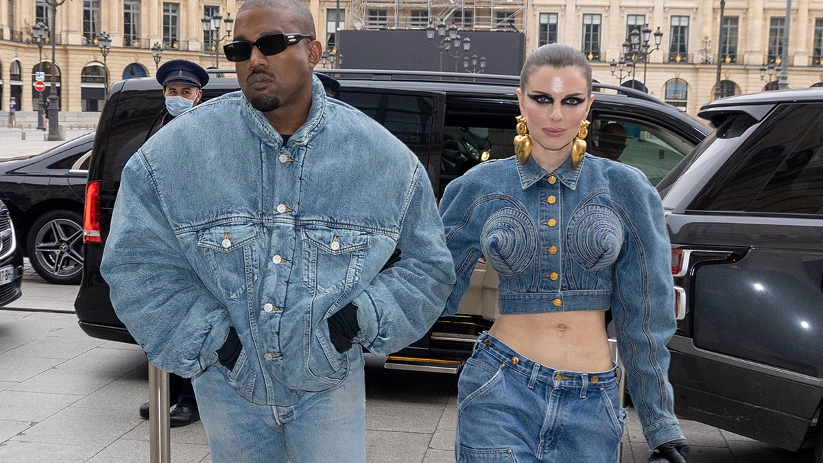 PARIS, FRANCE - JANUARY 23: Ye and Julia Fox are seen on January 23, 2022 in Paris, France. (Photo by )