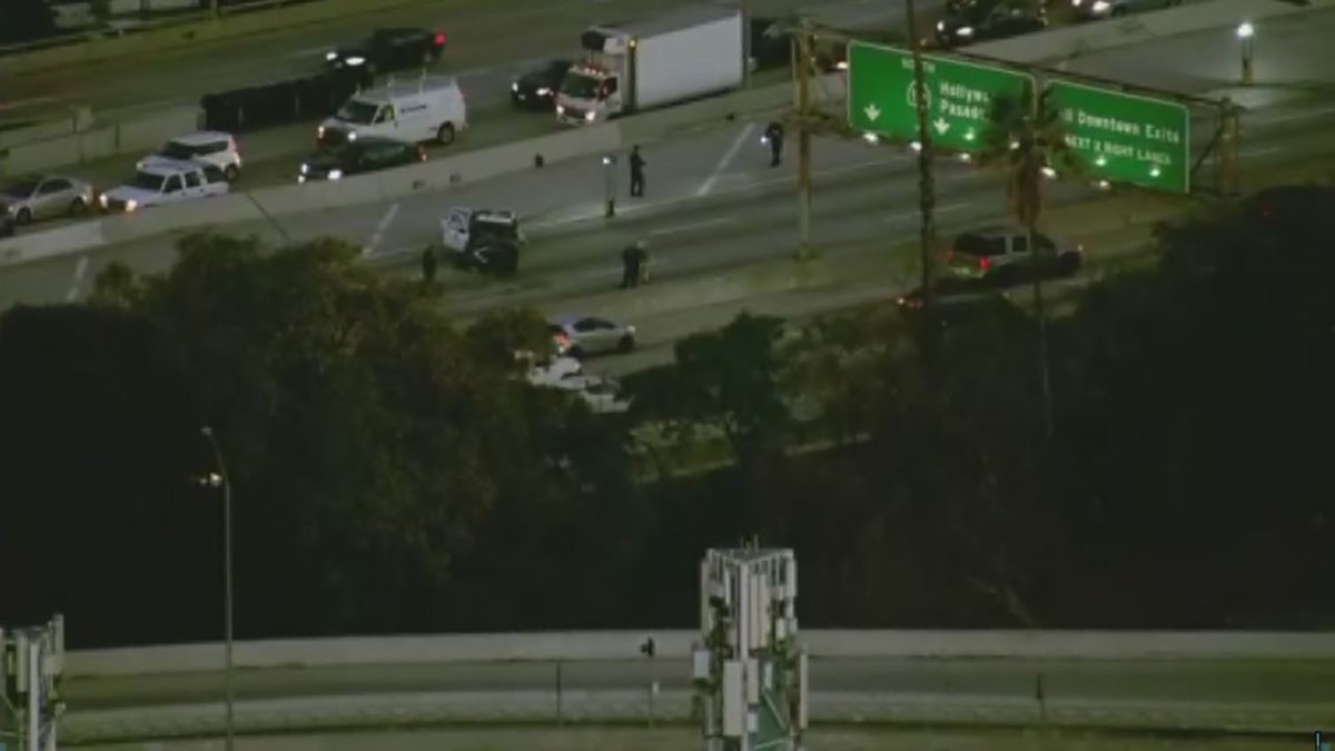 Three Los Angeles police officers were seriously injured in a freeway hit-and-run crash early Monday after they were assigned to patrol the post-Super Bowl celebrations, according to a local report.